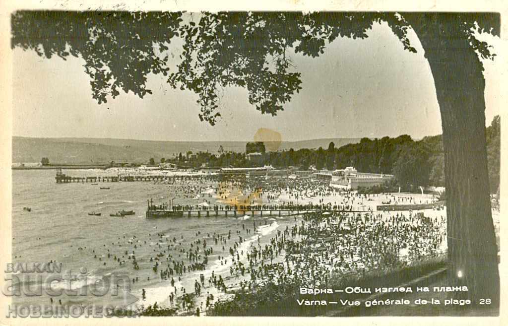 TRAVELED CARD - VARNA OVERALL BEACH VIEW BEFORE 1957