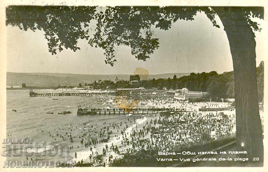 TRAVELED CARD - VARNA GENERAL VIEW OF THE BEACH before 1957 TRAVELED CARD - VARNA GENERAL VIEW OF THE BEACH before 1957