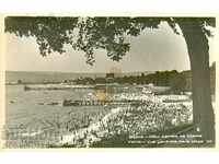 TRAVELED CARD - VARNA GENERAL VIEW OF THE BEACH before 1957