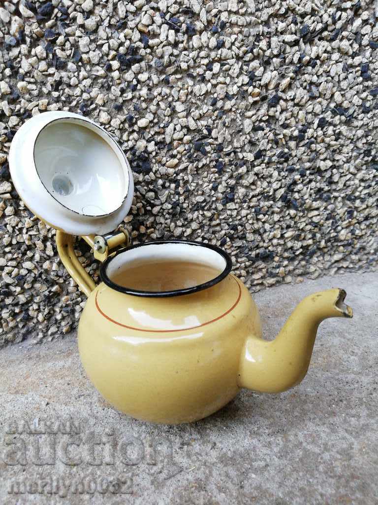 Auction Old enamel tea kettle pitcher pot with enamel Auction Old enamel tea kettle pitcher pot with enamel