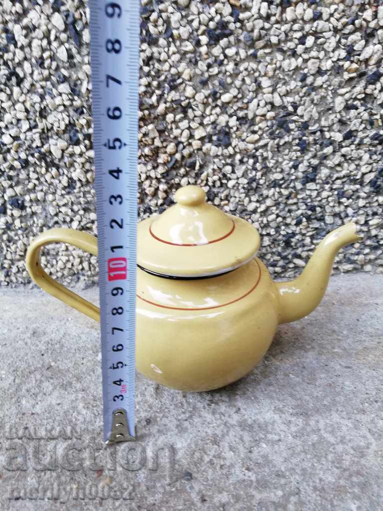 Old enamel tea kettle pitcher pot with enamel - 5 Old enamel tea kettle pitcher pot with enamel - 5