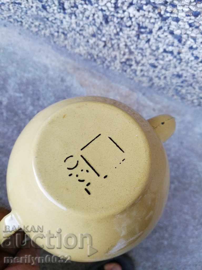 Old enamel tea kettle pitcher pot with enamel - 6 Old enamel tea kettle pitcher pot with enamel - 6