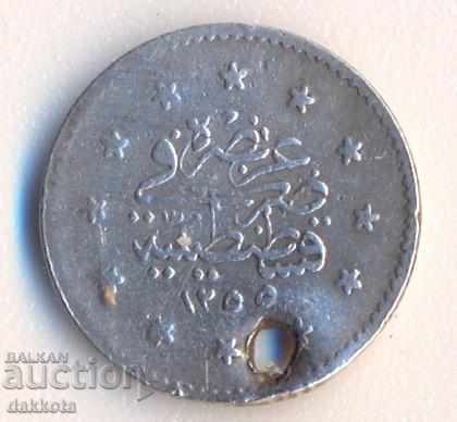 Turkey currus 1255/12 = 1850, silver, rare
