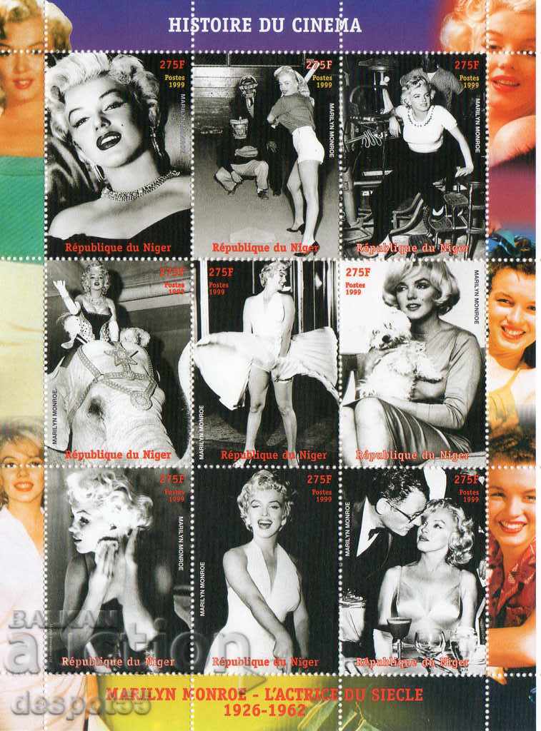 1999. Niger. Istoria cinematografiei. Marilyn Monroe. Block.