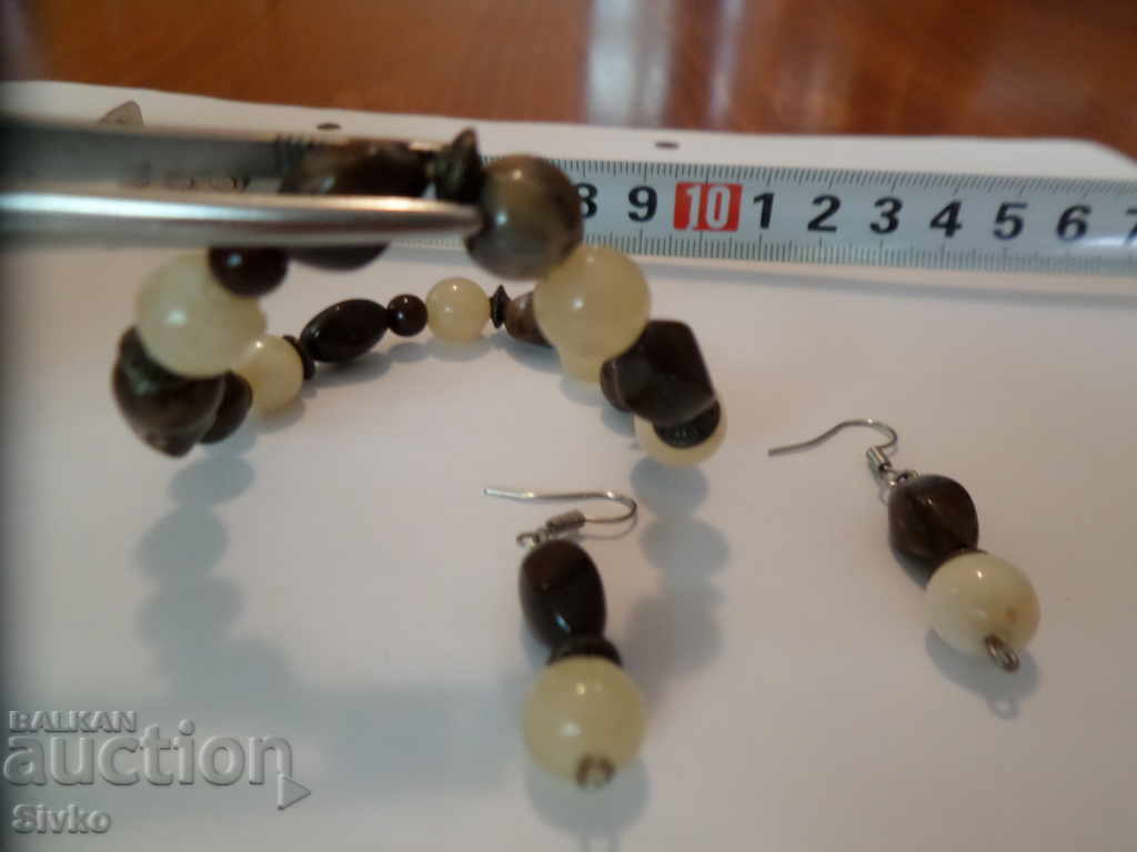 Jewelry set bracelet and earrings - natural stones - 5