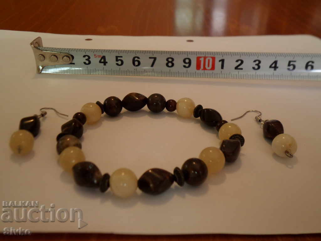 Jewelry set bracelet and earrings - natural stones Jewelry set bracelet and earrings - natural stones
