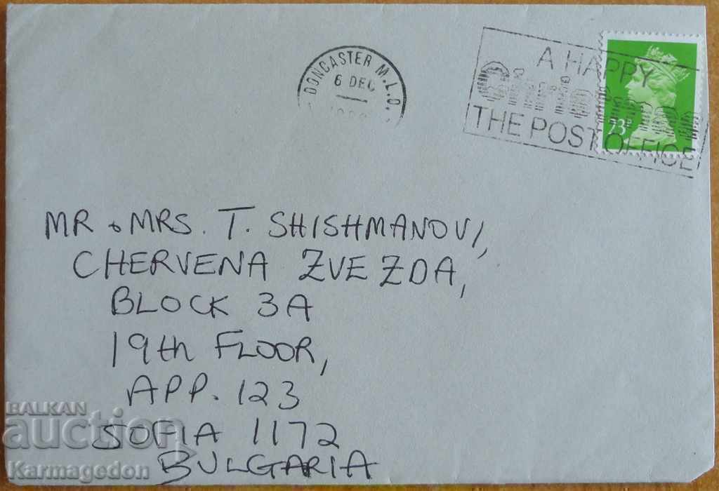 Traveled envelope with a letter from England, 1980s