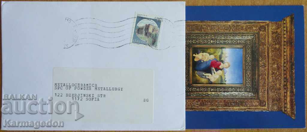 Traveled envelope with postcard from Italy, 1980s Traveled envelope with postcard from Italy, 1980s