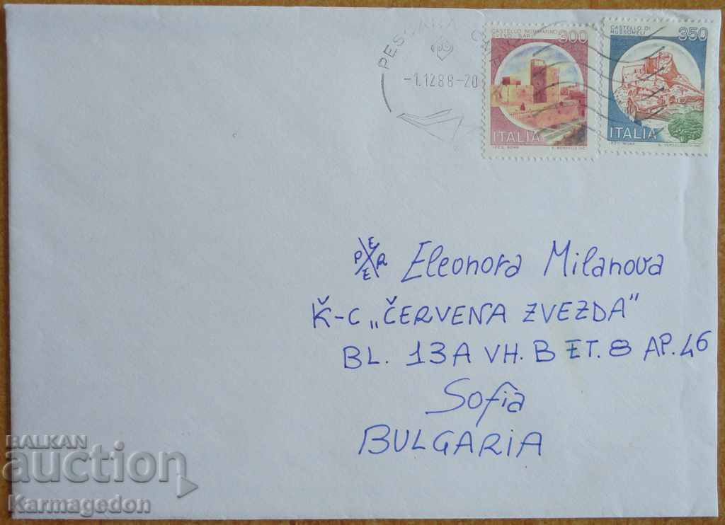 Plic de călătorie cu o scrisoare din Italia, anii 1980