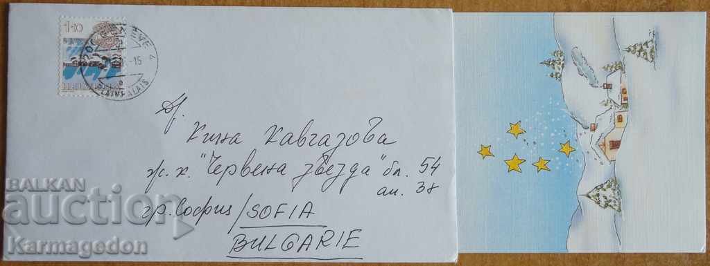 Plic de călătorie cu carte poștală din Elveția, anii 1980