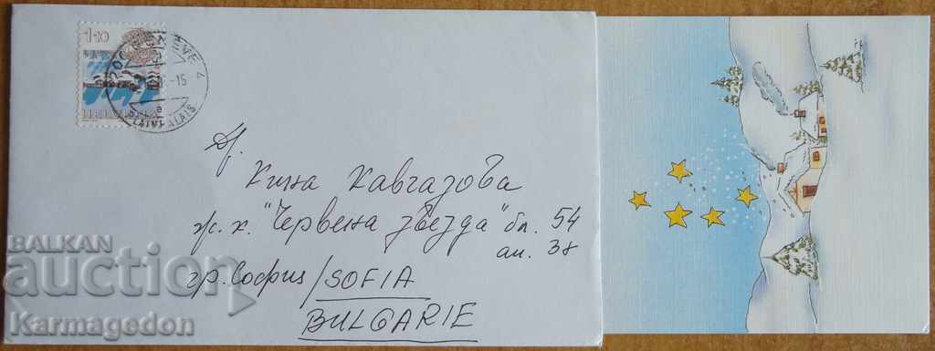Plic de călătorie cu carte poștală din Elveția, anii 1980 Plic de călătorie cu carte poștală din Elveția, anii 1980
