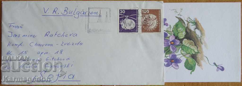 Traveled envelope with a postcard from Germany - FRG, from the 80s Traveled envelope with a postcard from Germany - FRG, from the 80s