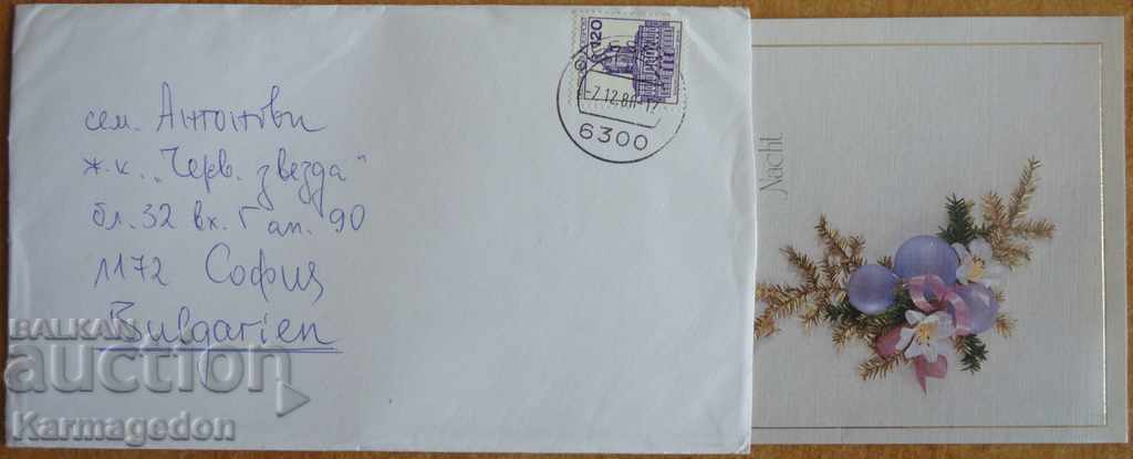 Plic de călătorie cu o carte poștală din Germania - RFA, din anii 80 Plic de călătorie cu o carte poștală din Germania - RFA, din anii 80