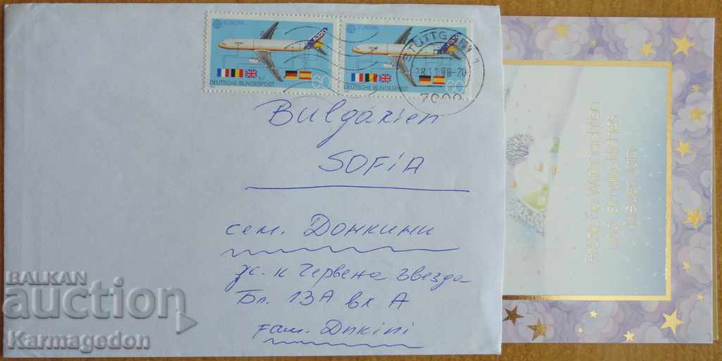 Traveled envelope with a postcard from Germany - FRG, from the 80s