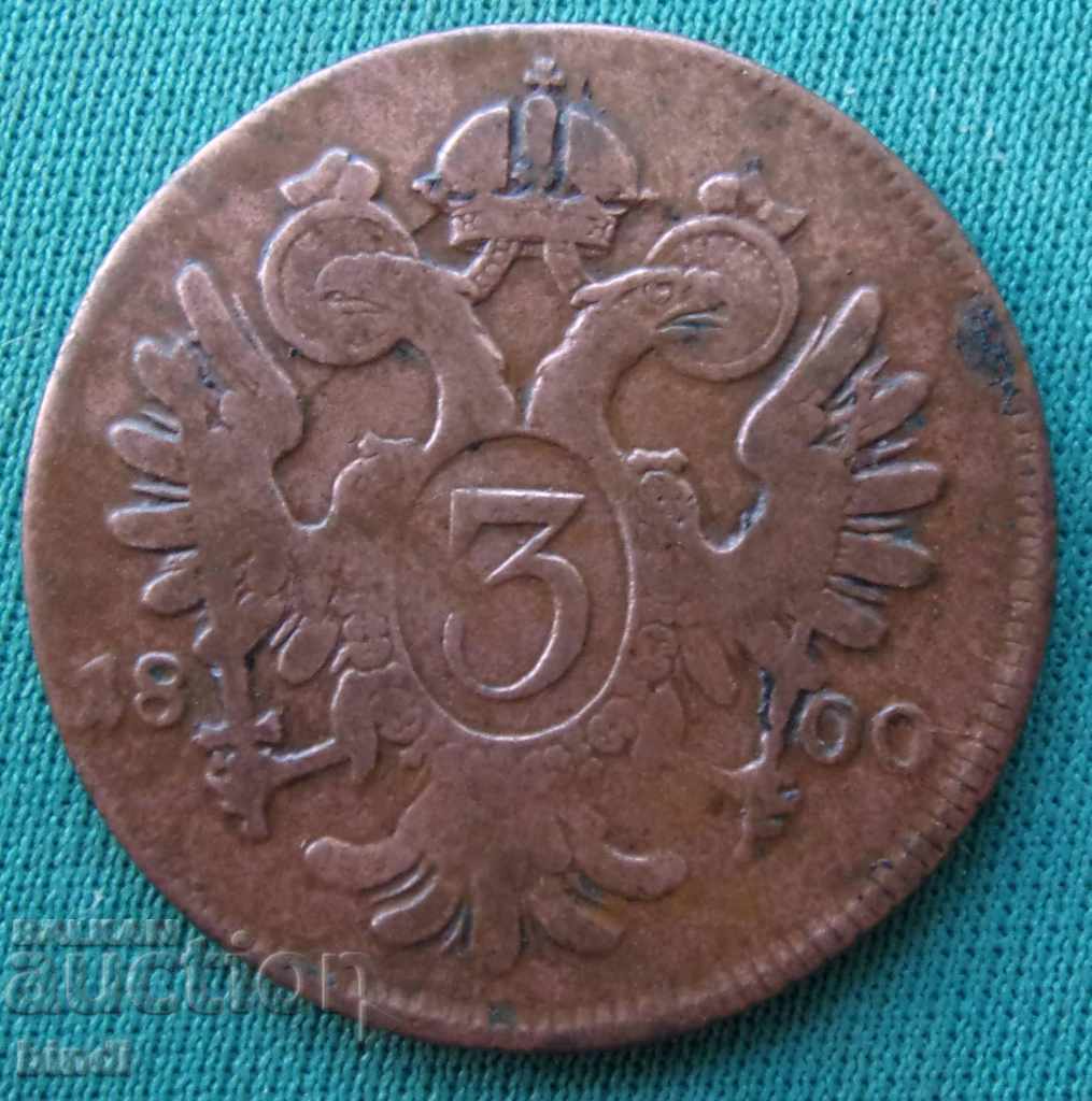 Австроунгария  3  Кройцера  1800  Рядка Монета