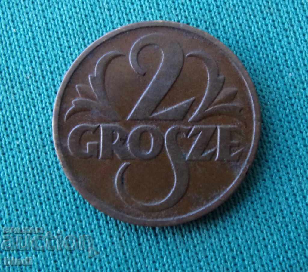 Полша - Германия III Райх  2  Гроша  1939  Рядка Монета