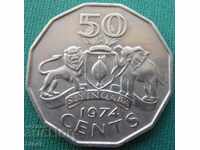Swaziland 50 de cenți 1974 Moneda rară