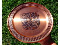 Copper plate, tray, dish.
