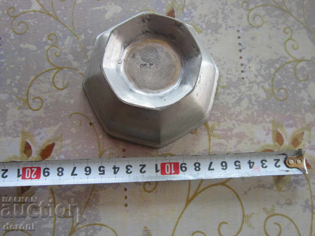 Antique old tin cup ZINN 95 with price 25.00 BGN | € 12.78 Antique old tin cup ZINN 95 with price 25.00 BGN | € 12.78