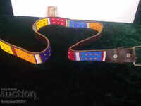 Колан, кожа с маргарец, дълъг 120 мм. ш.30мм.минал век.