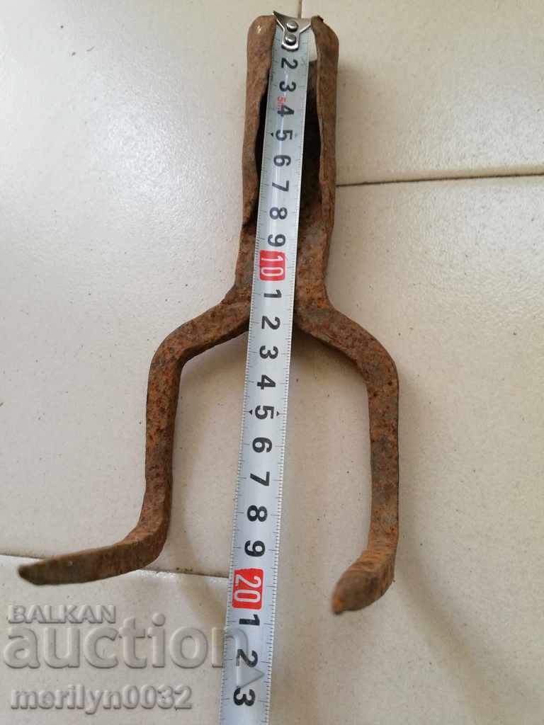 Old Wrought Two Prong, Pitchfork, Wrought Iron - 6 Old Wrought Two Prong, Pitchfork, Wrought Iron - 6