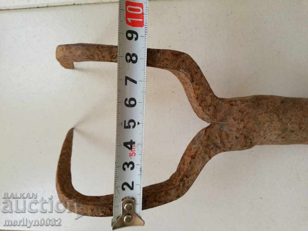 Old Wrought Two Prong, Pitchfork, Wrought Iron - 7 Old Wrought Two Prong, Pitchfork, Wrought Iron - 7