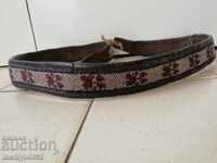 Old handwoven leather belt for pafti beads blue costume