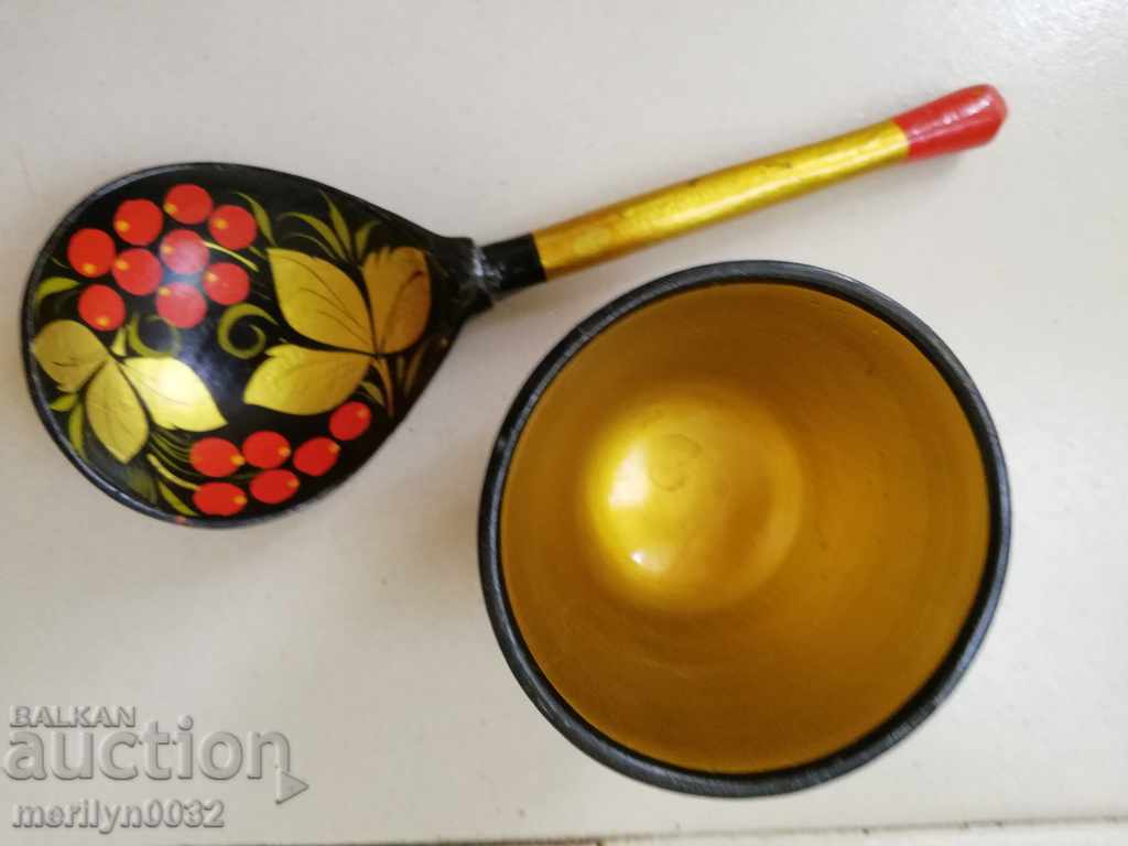 Ζωγραφισμένο αναμνηστικό κύπελλο και κουτάλι ΕΣΣΔ - 5