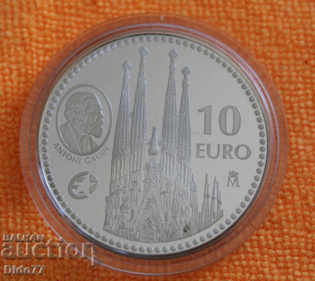 2010 - 10 Ευρώ, Ισπανία, Γκαουντί, Βαρκελώνη, ασήμι