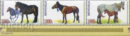 Block Marks Mongolian Horses, Mongolia, 1999, new, - 5 Block Marks Mongolian Horses, Mongolia, 1999, new, - 5