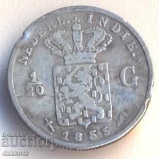 Dutch India 1/20 guild 1855, silver