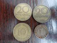 GERMANY LOT OF 4 PFENGIANS - 1950,1969 YEARS
