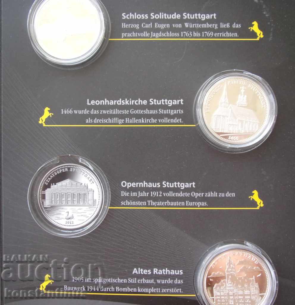 Livrarea 800 Stuttgart 8 buc Argint fiecare 14.8g. 36mm PROOF UNC
