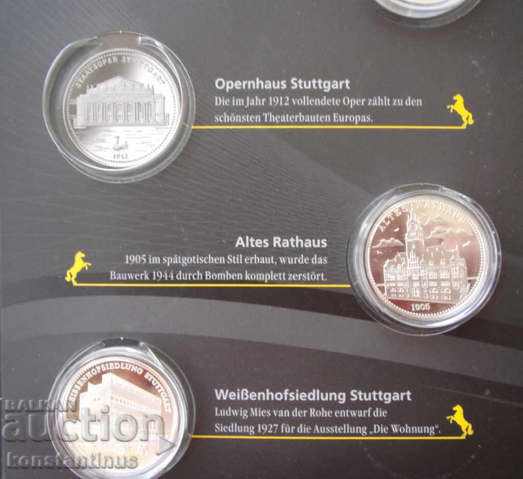 800 Stuttgart 8 buc Argint fiecare 14.8g. 36mm PROOF UNC - 5