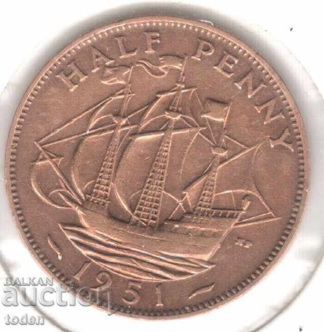 United Kingdom - ½ Penny - 1951 - KM# 868 - George VI United Kingdom - ½ Penny - 1951 - KM# 868 - George VI
