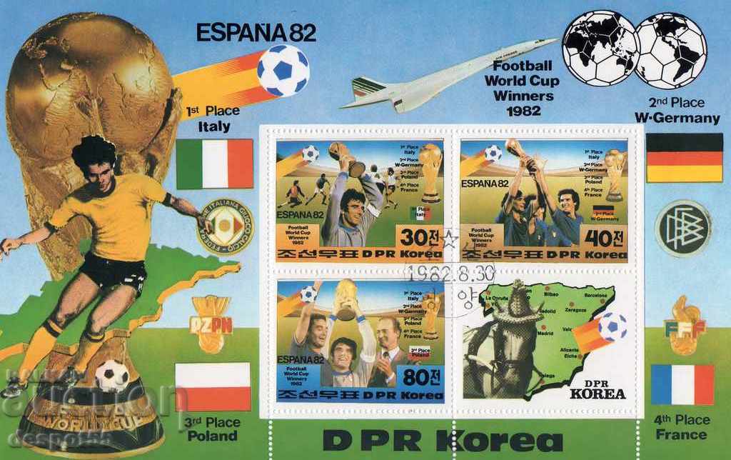 1982. Sev. Coreea. Italia - Campion mondial în Spania. Block.