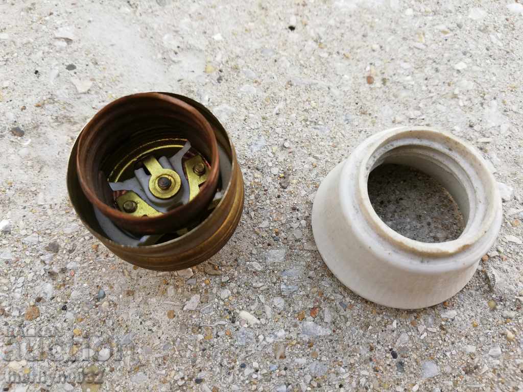 Παλιό πορσελάνινο φωτιστικό φανάρι πολυέλαιος αμπαζούρ 1920 - 5