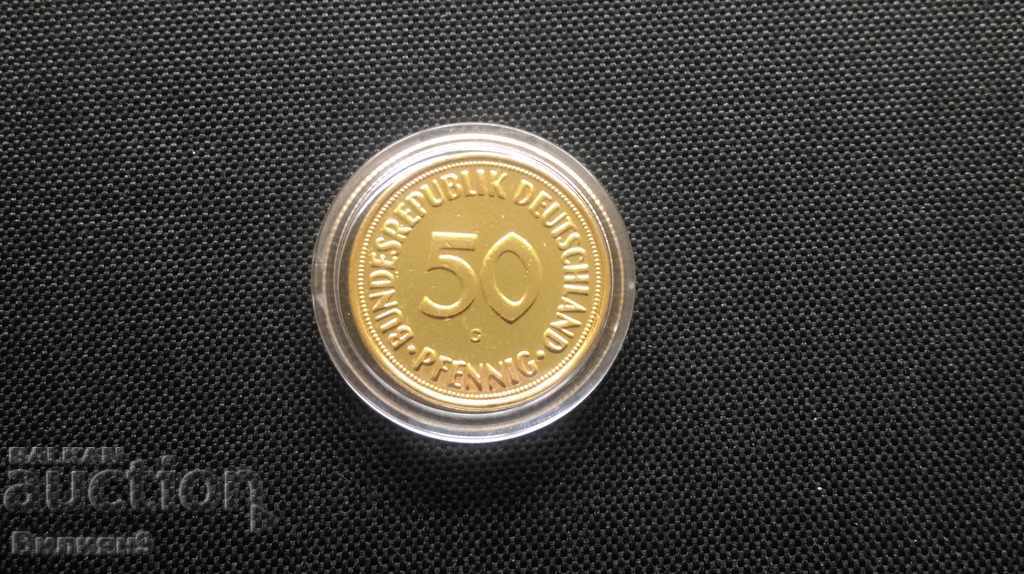 Германия 50 пфенинга 1950 ''G'' позлатена