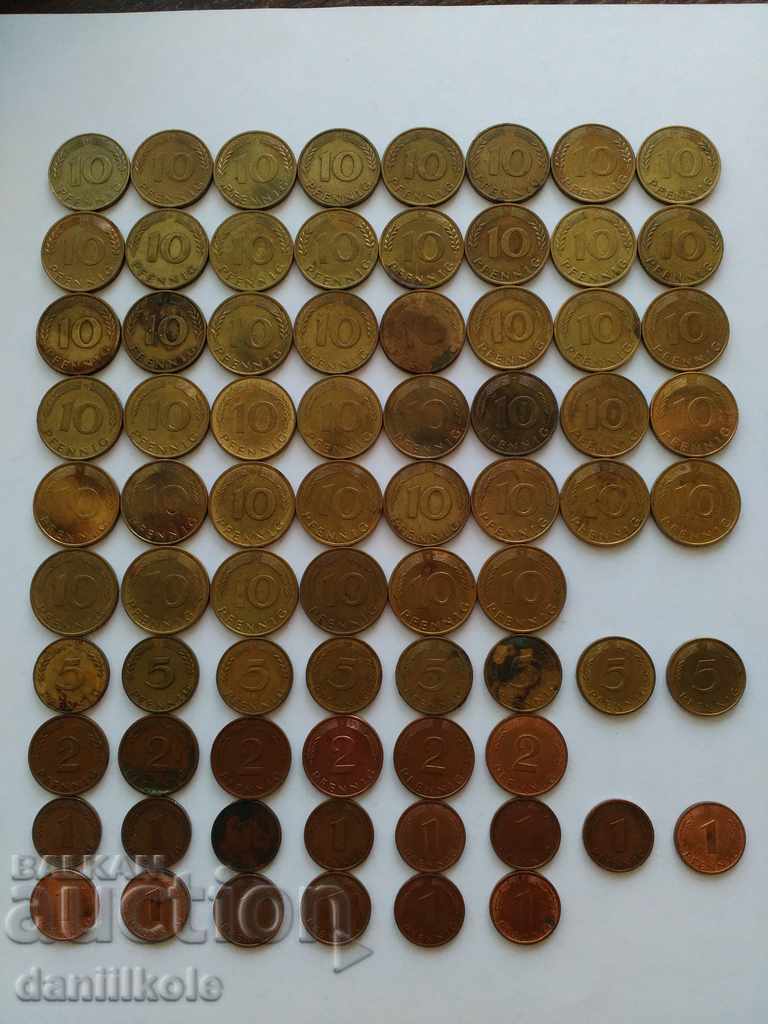 * $ * Y * $ * GERMANY FRG LOT COINS PFENGIES 1950 - 1995 * $ * Y * $ * with price 24.90 BGN | € 12.73 * $ * Y * $ * GERMANY FRG LOT COINS PFENGIES 1950 - 1995 * $ * Y * $ * with price 24.90 BGN | € 12.73