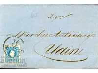 BOOKING LETTER 15 Kc FROM AUSTRIA VIENNA TO UDINESE ITALY 1859