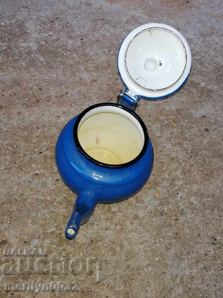Enamelled teapot made of salt container with enamel with price 30.00 BGN | € 15.34 Enamelled teapot made of salt container with enamel with price 30.00 BGN | € 15.34