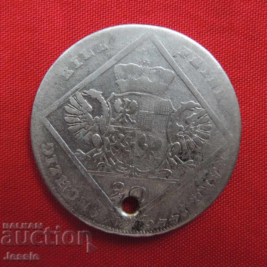 20 кройцера 1772 г.  сребро Александър Brandenburg Ansbach