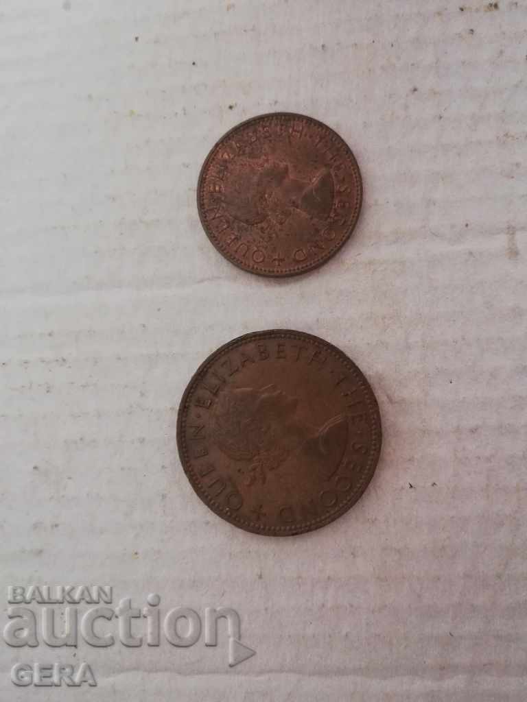 NEW ZEALAND 1 PENNY AND HALF PENNY COINS