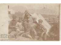 Old card - military - a group of soldiers in front of a tent