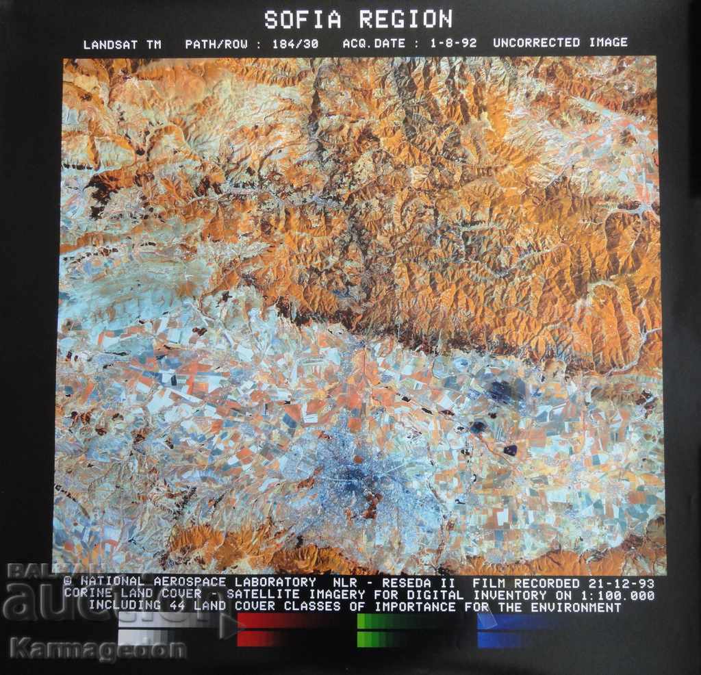 Fotografie prin satelit a Sofiei 63x54cm 1992, NASA
