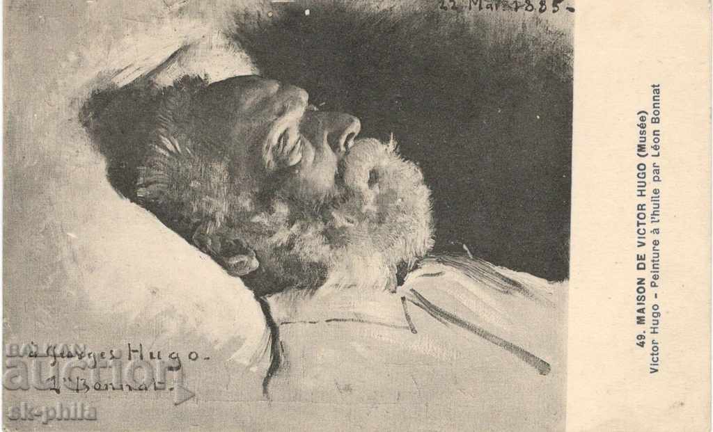 Old card - Victor Hugo on the death bed