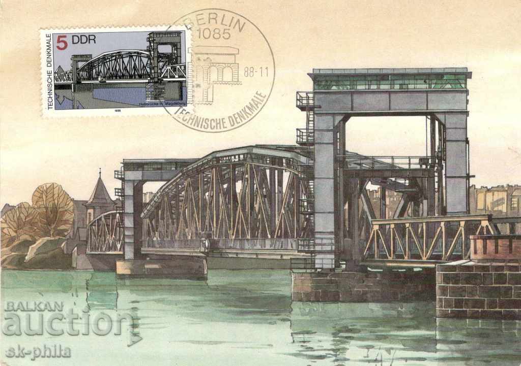 Пощенска картичка - максимум -  ГДР - мостове