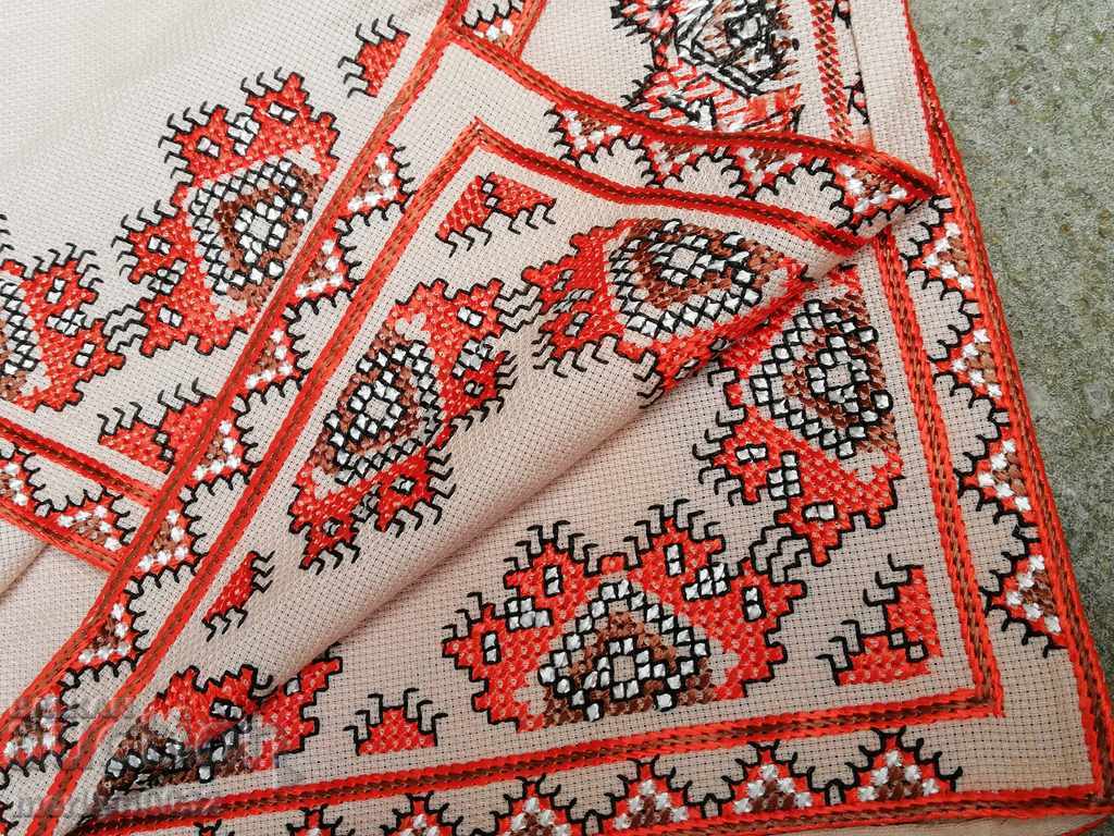 Auction Old embroidered check, tablecloth, milo, Bulgarian embroidery Auction Old embroidered check, tablecloth, milo, Bulgarian embroidery