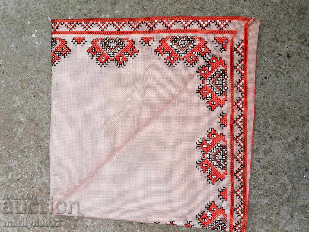 Old embroidered check, tablecloth, milo, Bulgarian embroidery - 6 Old embroidered check, tablecloth, milo, Bulgarian embroidery - 6