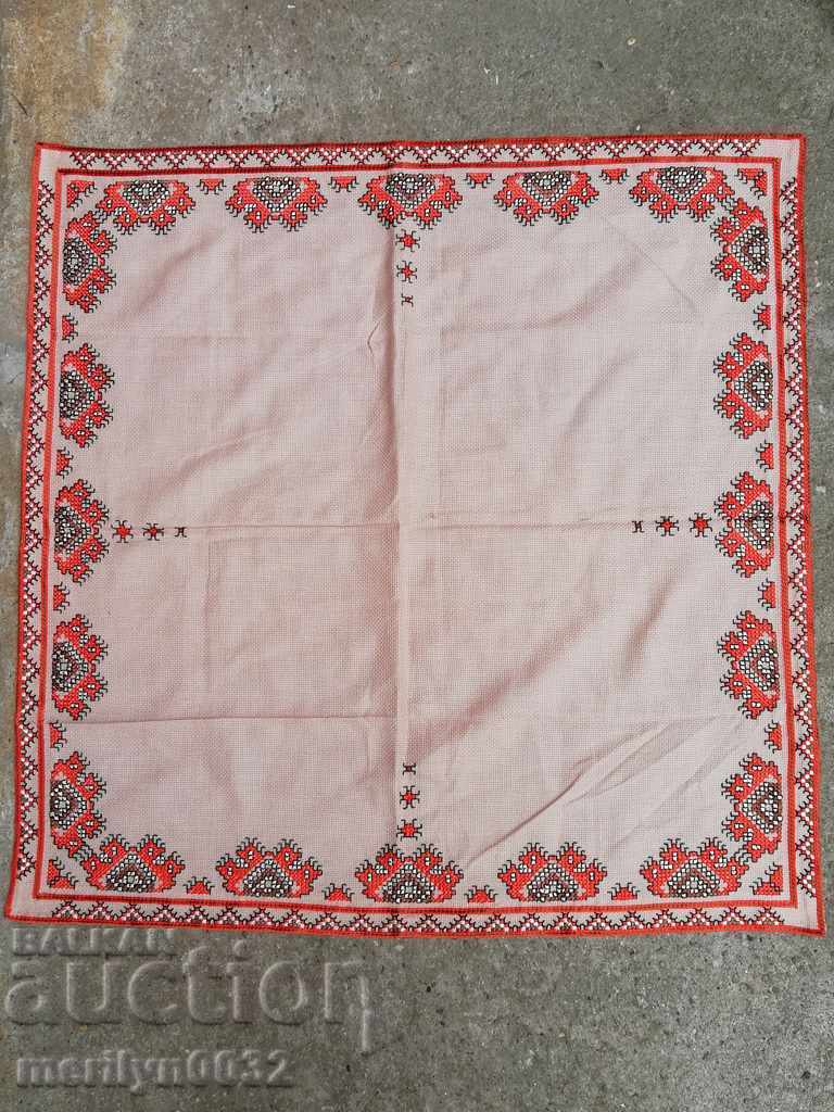 Old embroidered check, tablecloth, milo, Bulgarian embroidery Old embroidered check, tablecloth, milo, Bulgarian embroidery